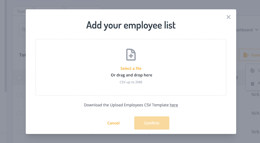 Upload CSV