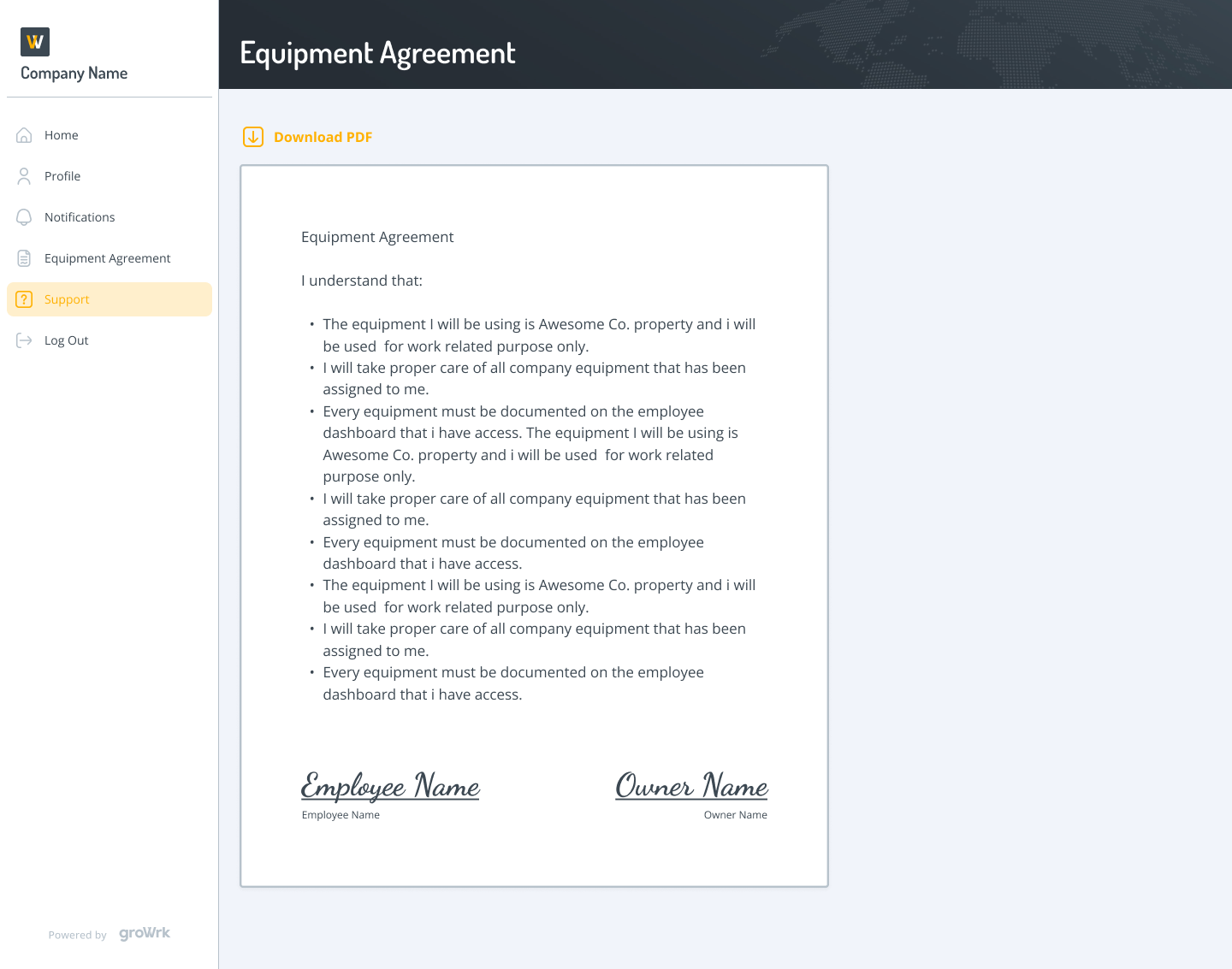 Equipment Agreement