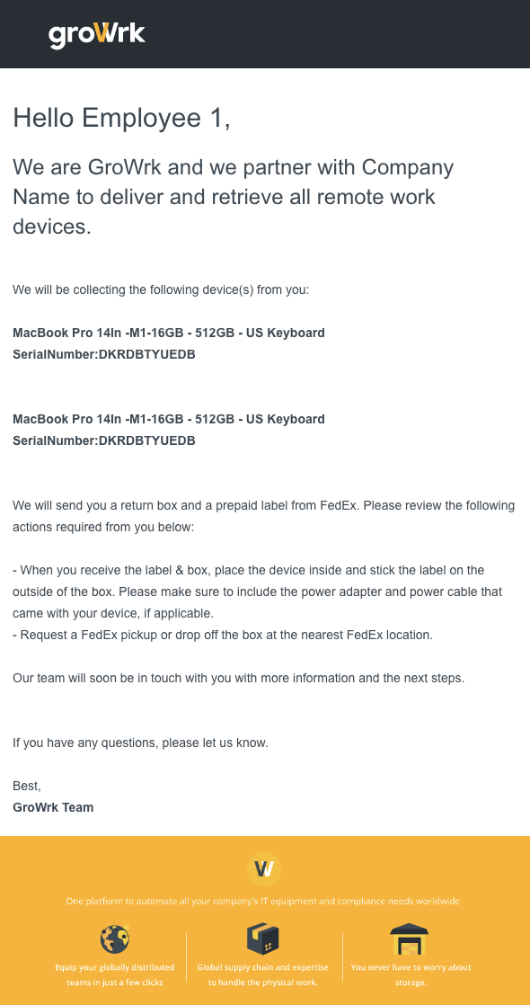 Offboarding Email